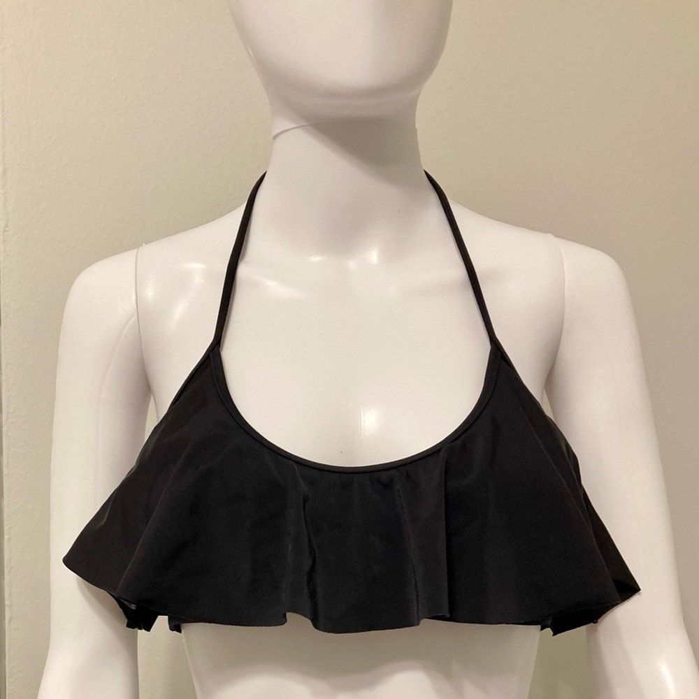 Victoria’s Secret Black Ruffled Halter Bralette Sz L